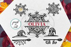 Halloween Spider Web Witch Hat Monogram bundle svg dxf pdf Product Image 1