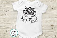 cat face with flowers svg, cricut svg dxf file png pdf print Product Image 2