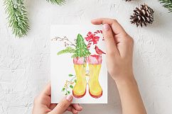Watercolor Christmas Wellies, Rubber Boots, Rain Boots Product Image 6