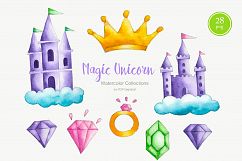 Watercolor Unicorn Clipart Unicorn Party Nursery Decor Product Image 4