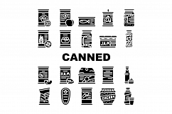 Canned Food Nutrition Collection Icons Set Vector Product Image 1