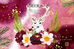 Deer family.Spicy red, orange, purple and gold watercolor Product Image 4