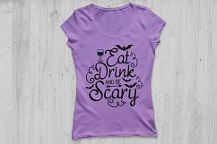 Eat, drink and be scary svg, halloween svg, spooky svg, bat. Product Image 2