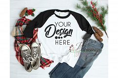 Christmas Raglan Mockup Bundle T Shirt Flat Lay 4 Images Product Image 4