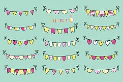 Yellow purple hand drawn buntings clipart, Summer banner party flags clip art Product Image 2