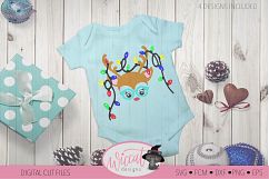 Hipster Reindeer with Christmas lights svg, Baby deer, kids Product Image 6