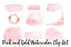 Pink and Gold Watercolor Clip Art, Transparent PNG Product Image 1