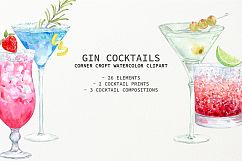 Watercolor Gin Cocktail Illustration and Prints Product Image 7