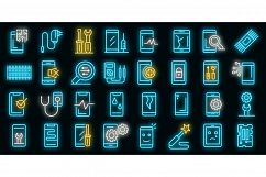 Mobile phone repair icons set vector neon Product Image 1