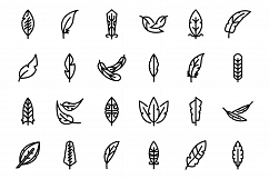 Feathers icons set, outline style Product Image 1