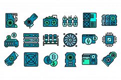 Mining farm icons vector flat Product Image 1