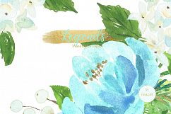 Gold and blue. Watercolor flowers. Product Image 2