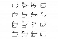 Home bidet icons set, outline style Product Image 1