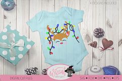 Hipster Reindeer with Christmas lights svg, Baby deer, kids Product Image 3
