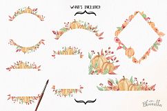 Pumpkin Harvest Festival Frames Watercolor Clipart Border Autumn Fall Product Image 3