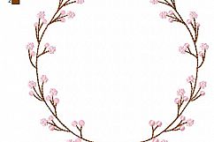 Sakura Floral Wreath Font Frame Monogram Design - EMBROIDERY DESIGN FILE - Instant download - Vp3 Hus Dst Jef Pes formats hoop 4x4 5x7 6x10 Product Image 2