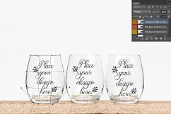 Three stemless wine glass mockups 3 no stem glasses mockup Product Image 2