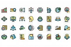 Restructuring icons set vector flat Product Image 1