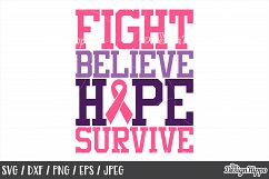 Breast Cancer, SVG, Fight Believe Hope Survive, Ribbon, PNG Product Image 1