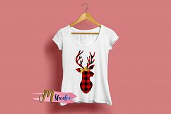 Buffalo Plaid Deer Head svg, for Silhouette Cameo or Cricut. Product Image 2