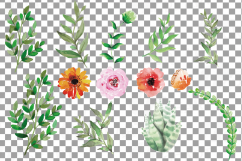 Wild leaves and flowers watercolor clip art pack Product Image 4