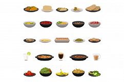 Mexican food icons set, cartoon style Product Image 1