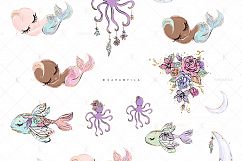 Mother and Baby Mermaid Clipart Product Image 3