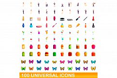 100 universal icons set, cartoon style Product Image 1