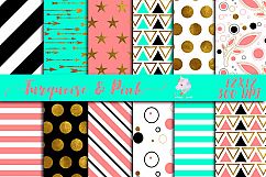Turquoise and Pink digital Paper Product Image 1