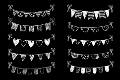 Chalkboard bunting clipart, White hand drawn banner in doodle style Product Image 1