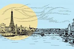 Paris illustration line art hand drawing vector Product Image 1