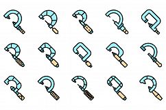 Micrometer icons set vector flat Product Image 1