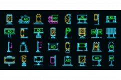 Outdoor advertising icons set vector neon Product Image 1