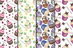 Watercolor Cupcakes seamless digital paper pack Product Image 4