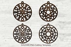 Mandala earrings bundle templates laser cut wood leather svg Product Image 1