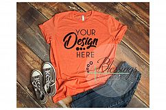 Heather Orange Bella Canvas Mockup Tshirt Mockup 3001 Unisex Product Image 1