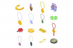 Lucky charm icons set, isometric style Product Image 1