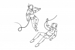 Astronauts In Spacesuit Flying Outer Space Vector Product Image 1