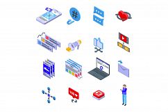 Repost icons set, isometric style Product Image 1