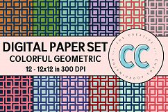 Geometric Colorful Patterns - Digital Paper Pack Product Image 1