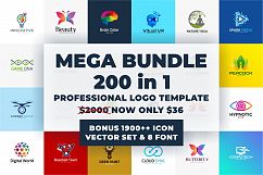 200 Premium Logo Template Bundle - Bonus 1900 Vector 8 Font Product Image 1