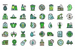 Recycle factory icons set line color vector Product Image 1