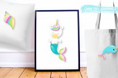 Mermaid unicorn graphics and illustrations Product Image 2