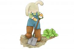 Rabbit in the Garden | Clip art illustration | JPEG/PNG Product Image 3
