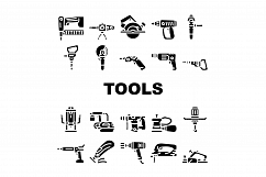 Tools For Building Collection Icons Set Vector Product Image 1