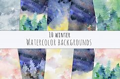 Winter watercolor backgrounds, Christmas textures Product Image 4