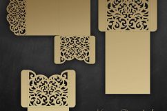 Laser cut wedding invitation Set, 5x7, Cricut Template, Gate Fold, Tri fold pocket Envelope, Bellyband, Menu, SVG, DXF, Cricut, Silhouette Cameo Product Image 2
