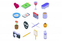 Self-care icons set, isometric style Product Image 1