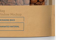 Kraft Paper Bag Stand up Pouch Doypack with Clear Window Mockup Product Image 7
