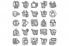 Purchase history icons set, outline style Product Image 1